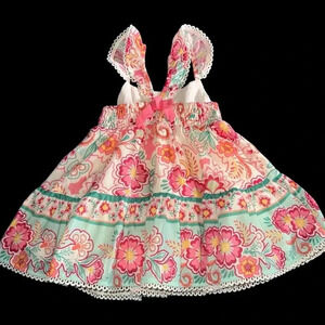 Shabby Chic Dress Size 12 Months Eyelet Trim Full Lined Tiered Smocked Pageant